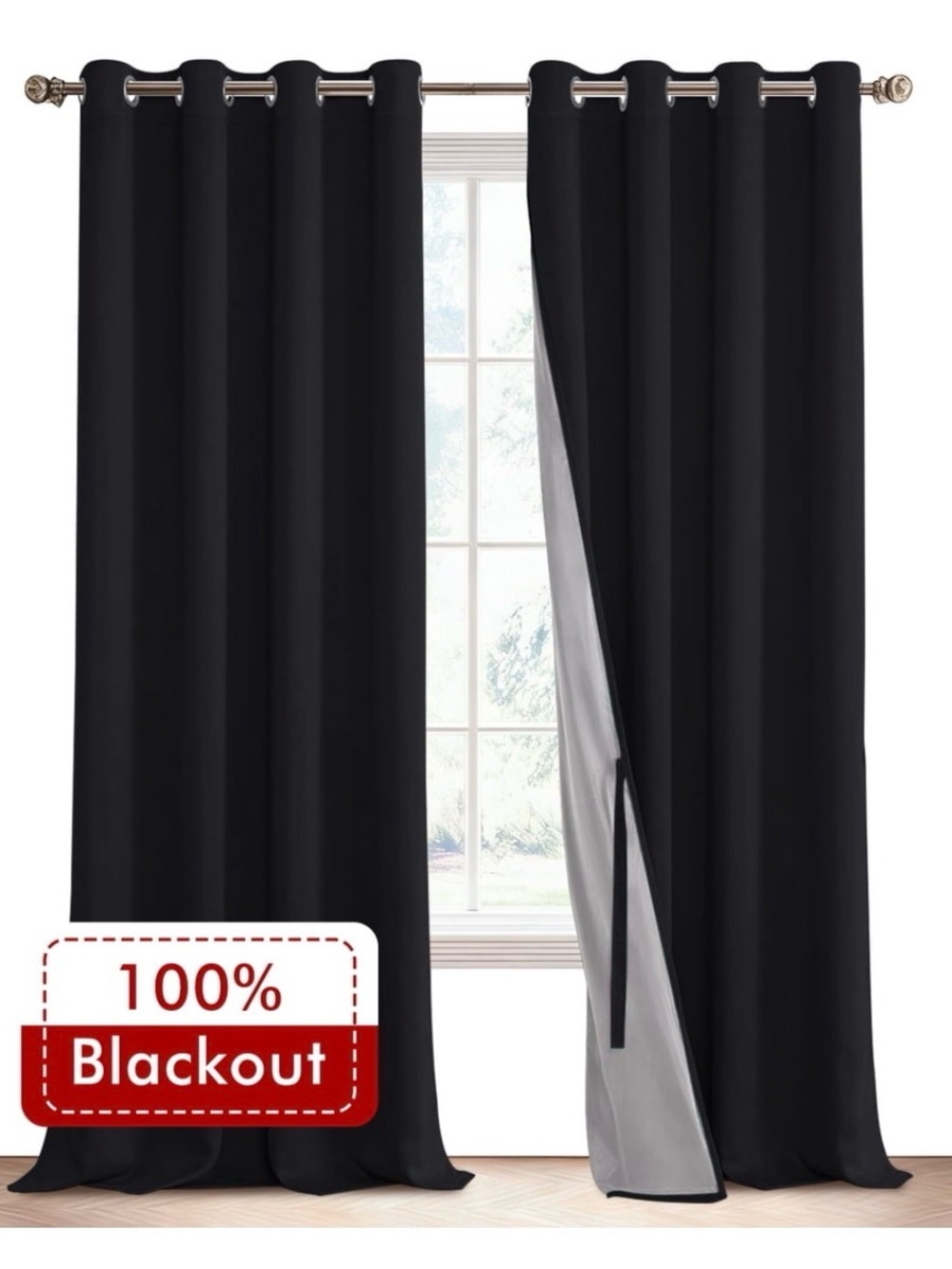 Black 100% Blackout Curtain Panels